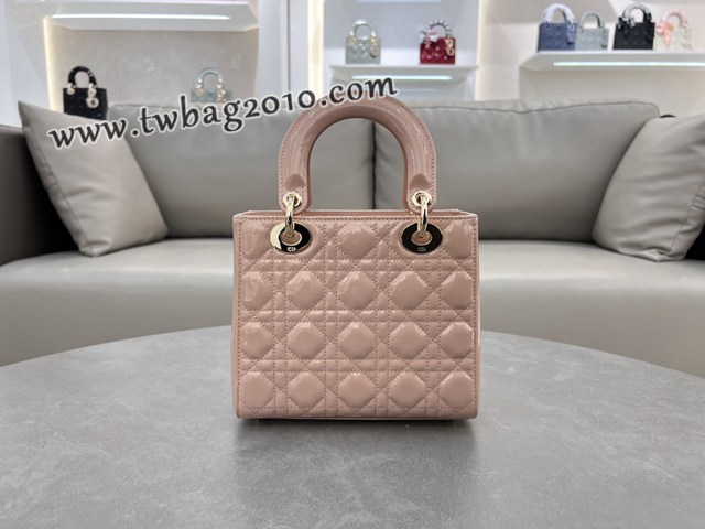 Dior专柜新款迪奥高仿原单四格漆皮酒红Lady戴妃手提女包 djfk1318
